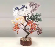 LARGE 300Chips CHAKRA CRYSTAL BONSAI 10" GEMSTONE TREE ON Wooden BASE 7 COLOURS