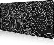 DAWNTREES Desk Mat,Topographic Mouse Pad,90x40cm,Topographic Desk Pad Black and White Mouse Mat for Keyboard with Anti-Slip Rubber Base.… (90x40cm, Black Topographic)