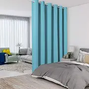 LORDTEX Teal Grey Room Divider Curtains - Total Privacy Wall Room Divider Screens Sound Proof Wide Blackout Curtain for Living Room Bedroom Patio Sliding Door, 1 Panel, 8.3ft Wide x 7ft Tall