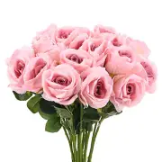 20-Pack Rose Artificial Flowers with Long Stem for Home Decor [Purple Pink]