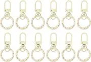 uxcell 12 Pcs Lobster Claw Clasp, Colorful Metal Keychain Clasp Swivel Hooks with Spring Key Rings Trigger Clips for Bag Door Key Chains DIY Craft Jewelry Making, Dots Beige
