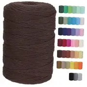 Macrame Cord 3mm x 328yards Natural Macrame Cotton Rope 3mmx328Yards Dark Brown