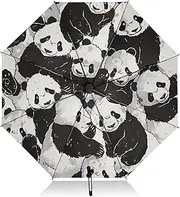 [PDZRMY] UV Protection Travel Umbrella Bunch Panda Bears Compact for Rain and Sun - Auto Open and Close UPF 50+ Windproof Portable 46” Sun Umbrella for Women and Men