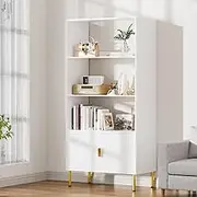 Levede Bookshelf with 2 Doors, 3-Tier Bookcase,165cm Tall Display Storage Cabinet, Modern Cube Storage Organizer for Studyroom, Classroom,Living Room, Bedroom,Office