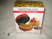 Nostalgia My Mini Waffle Maker 5" Cooking Surface Non Stick Red NEW