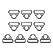 0.98" Adjuster Triangle with Bar Swivel Clip D Dee Ring Buckle, 10Pcs Dark Grey