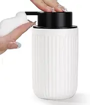 Umlaca Foaming Soap Dispenser - White Ceramic Foam Hand Soap Dispenser with Easy-to-Press Pump Hand Lotion Liquid Dispenser for Shampoo Bathroom Kitchen - 12oz