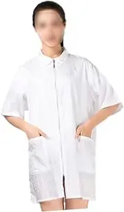 TEHAUX Hair Cutting Apron Work Dress for Women Office Haircutting Gown Hairdresser Smock Haircut Cloth Long Use Soft Easy Clean Turn-Down Collar Pocket Design