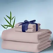 DECOLURE 100% Viscose Derived from Bamboo Sheets Full Size 4pcs - Ultra Soft & Luxuriously Cooling, 17" Deep Pocket, Double Stitching, Perfect for Hot Sleepers - Full Bed Sheets (Light Pink)