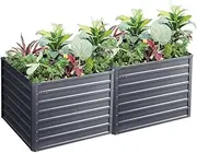 [GREEN FINGERS] Garden Bed Galvanized Steel Planter Box, Gardening Supplies Plant Containers Patio, 100 x 100 x 77cm Set of 2 Raised Beds Square for Vegetables Flowers Herbs