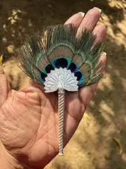 2 Pc X 925 Silver Lord Krishna LADDU GOPAL Fan Pankha Pankhi, Peacock Feather
