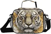 Insulated Lunch Box Big Cat Flower for Women Men - Ideal for Work, Picnics - Includes Adjustable Shoulder Strap