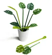 Tropical Leaf Stirrer 6 & Pick 6 Set Cocktail Muddler Spoon Decor Gift Unique