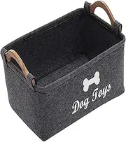 MFMEXUL Dog Toy Storage Basket, Dog Supplies Storage Container, Foldable, Multi-Purpose, Large Capacity for Cat Toys, 37.9, Black
