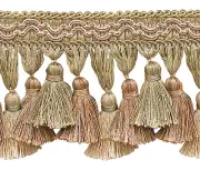 Olive Peach Ivory 3.75" Tassel Fringe Trim Prairie Peach [By The Yard]