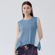 Women's Summer Tops Color Block Elegant Vintage Daily Sleeveless Crew Neck Regular Tops Blue Summer Spring