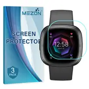[3 Pack] Fitbit Sense 2 Ultra Clear Screen Protector TPU Film for Fitness Tracker by MEZON – High Protection, Shock Absorption (Sense 2, Clear)