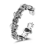Sterling Silver Rose & Skull Adjustable Hypoallergenic Ring