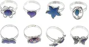 [WRITWAA] 8pcs Thermochromic Mood Rings for Women and Kids Change Ring Animal Design Adjustable Size Perfect Party Favors