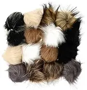 KALLORY 16pcs Wool Cap Ball Ornaments Fur Faux Artificial Plush White Fur Felt Balls for Hats Simulation Hats Headwear Accessories for Colorful Ornaments Decorations Artificial Plush