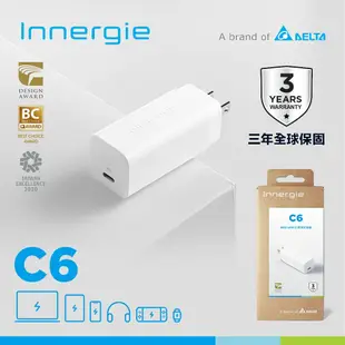 【Innergie】 C6 60瓦 USB-C 萬用充電器 (轉換版)