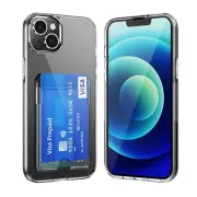 Clear Back Cover For iPhone 16 15 14 13 12 11 Pro Max Plus With Card Holder Case