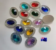 10pcs Mix Colour Resin Oval Crystal Rhinestones 13x18mm Flat Back