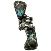 Marcus Chavez, Ring, Black Jack Turquoise, Bumble Bee, Navajo Handmade, 6 1/4