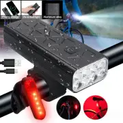 8000LM Bicycle 8LED Head&Tail Light Set Front Lamp Hi/Lo Beam USB Rechargeable