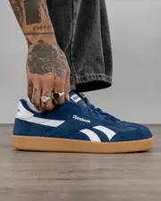 [Reebok] Reebok Men's Smash Edge Shoes in Batik Blue/White/Gum Size 8 8 Batik Blue/White/Gum