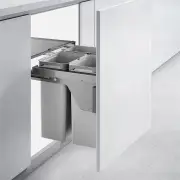 56L Triple Slide Out Concealed Waste Bin - for a 600mm Cabinet - Side Mounted - Includes Integrated Door Bracket