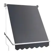 Retractable Fixed Pivot Arm Window Awning Patio Garden Blinds 2.4m x 2.1m Grey