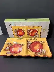 Cucina Italiana Fruits Design Ceramic Divided Appetizer Serving Platter