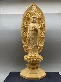 在飛比找樂天市場購物網優惠-檜木雕刻新中式阿彌陀佛像擺件工藝禮品如來佛祖神像家居客廳裝飾