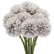 Artificial Flower Heads Silk Chrysanthemum Hydrangea Gray Faux 12Pcs