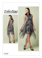 VOGUE SEWING PATTERN 1547 MISSES 14-22 EASY SLEEVELESS DRESS W/ ASYMMETRIC HEM