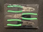 SNAP ON Tools USA NEW GREEN 3 Piece Soft Talon Grip Pliers Set PL347ACFG