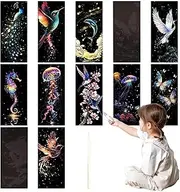 Scratch Bookmark Craft,Art Scratch Paper Set of 12 | Bookmarks Craft Kit for Kid Paper Art Sets for Students Party Bag Fillers