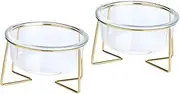 NESTINGHO 2 Pcs Glass Pet Bowl Slow Feed Cat Bowls for Slow Feeder Elevated Pet Bowl Pet Feeder Cat Water Bowl Cat Bowl Raised Dog Food Bowl Raised Dog Bowl Cat Bowls Elevated Clear Dog Iron