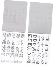 HONMEET Nail Art Stamping Plates Kit 2pcs Nail Stamping Templates Stainless Steel Material