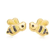 9ct Yellow Gold Enamel Bumble Bee Stud Earrings