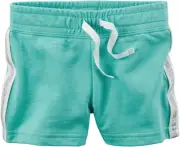 Carter's Girls Sparkle Side Stripe Neon Turquoise French Terry Shorts (12M)