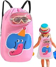 Byeaon Toddler Beach Bag - Summer Swim Drawstring Bag for Kids | Waterproof Back Pack, Large Capacity Outdoor Gear Daypack for Equipment Toy Storage