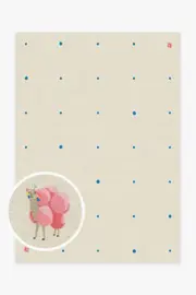 150' x 215' | Machine Washable Runner Rug | Kid & Pet Friendly | Indoor Rug | Gray Malin Llama Dot Ivory & Blue Rug | Ruggable