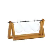 1pc Single Glass Vases on Wooden Stand Hanging Terrarium Container Hydroponics Pot Vase Decor