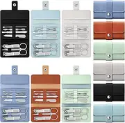 WILLBOND 12 Sets Manicure Set Nail Clippers Pedicure Kit 7 in 1 Stainless Steel Professional Pedicure Set Grooming Kits Nail Care Tools with Travel Case for Nail Care Multi Color (Morandi Colors)
