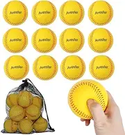 Avesfer Foam Baseballs 12 Pack Soft Baseballs Practice with Mesh Bag for Kids Youth Teenager Players Safely Training Hitting Indoor Outdoor Squishy Base Balls Yellow