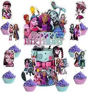 25 Pcs Monster Happy Birthday Cake Topper Cupcake Toppers for Kids Monster Theme Birthday Party Decorations