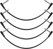 GOGHOST 12 Inch Guitar Patch Cables 4 Pack, 1/4" TS Right Angle Effect Pedal Flat Cables, Pedal Board Patch Cables, Black