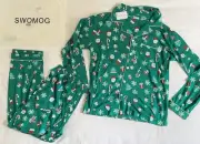 New Swomog Men's Christmas Matching Pajama Set Size L Soft Green
